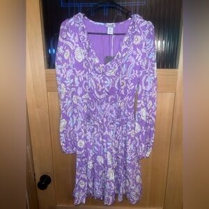 New Haute Hippie Ruffle Floral Dress Size Small-purple Cute